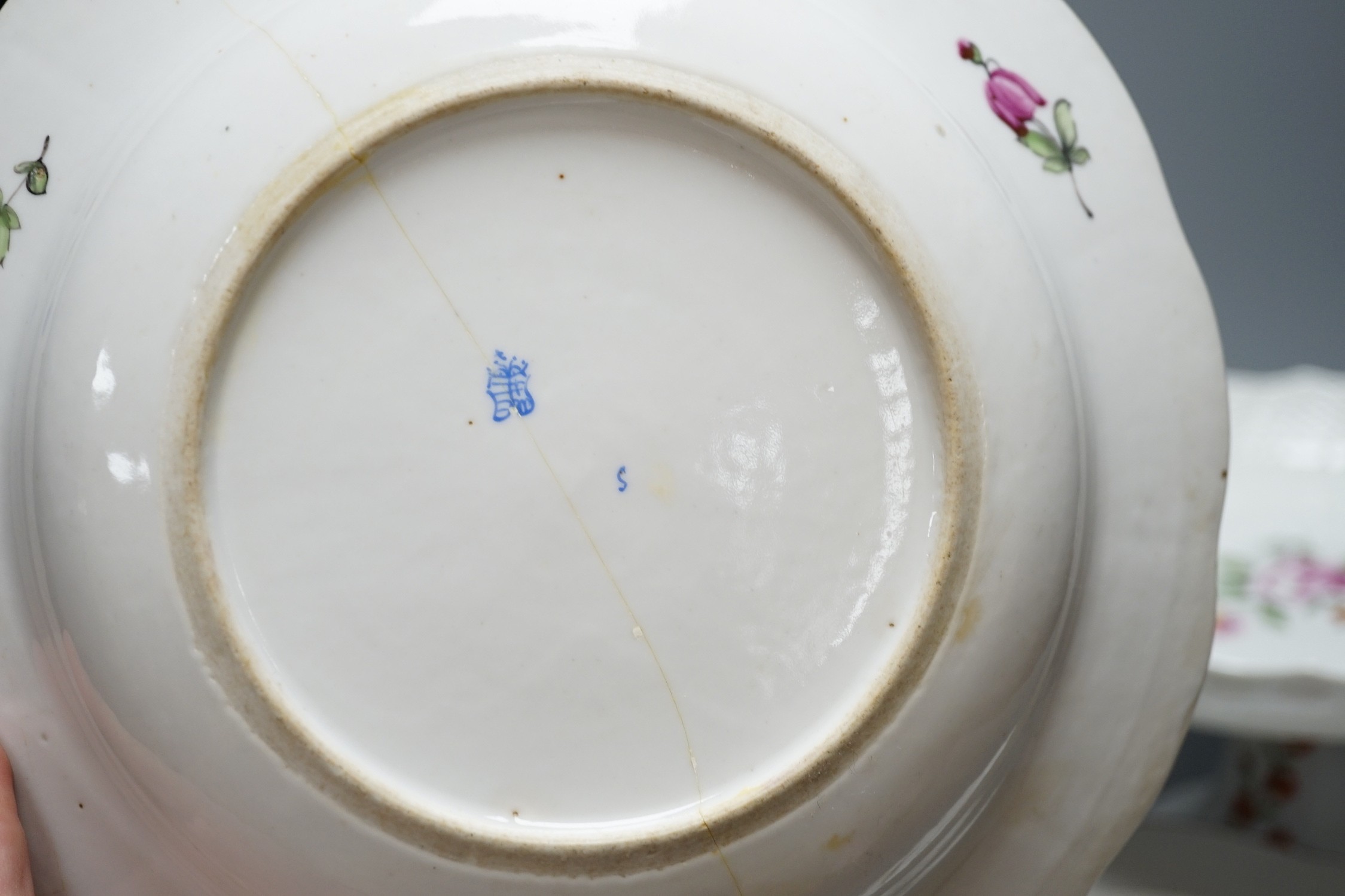 Four Herend porcelain dishes, a comport and sauce boat with integral stand, late 19th/early 20th century